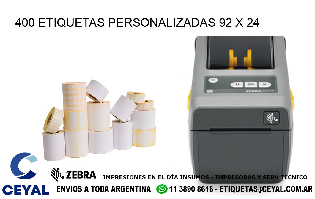 400 ETIQUETAS PERSONALIZADAS 92 x 24
