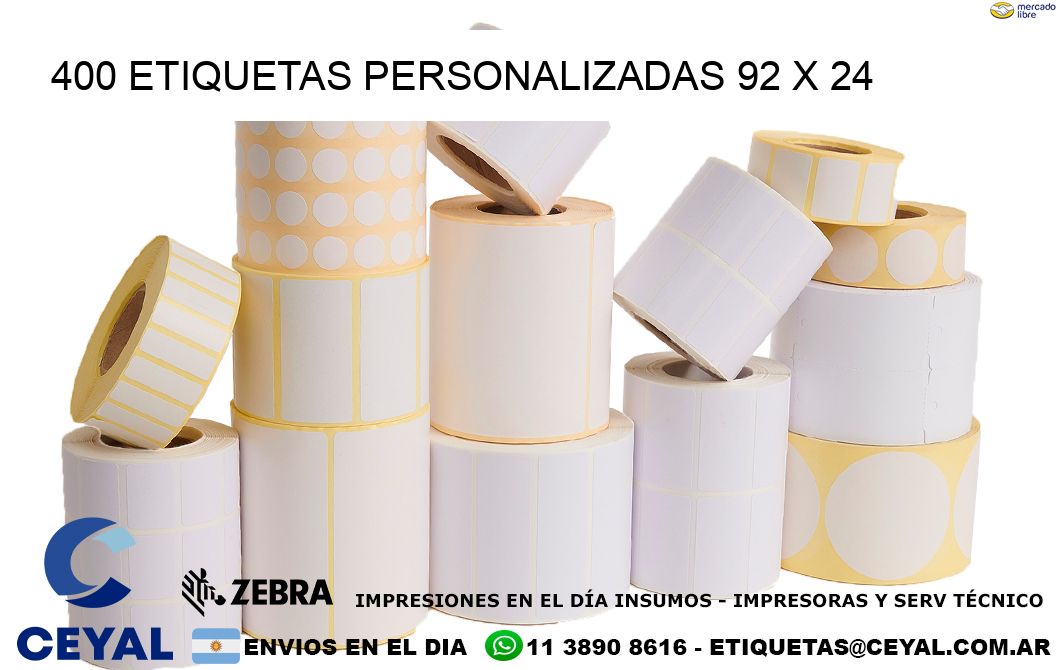 400 ETIQUETAS PERSONALIZADAS 92 x 24