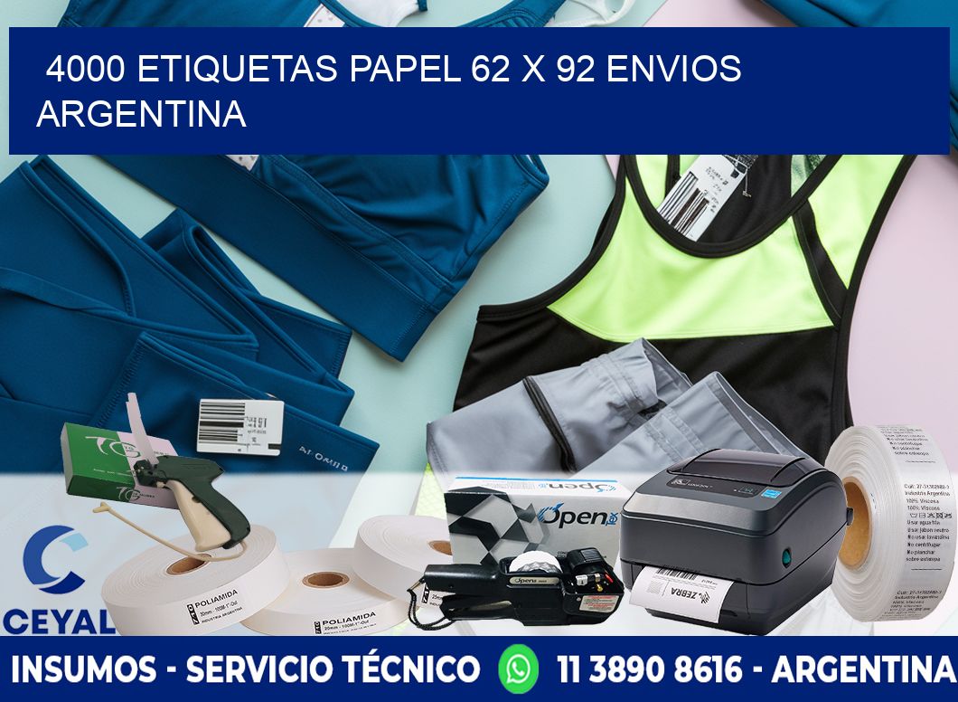 4000 ETIQUETAS PAPEL 62 x 92 ENVIOS ARGENTINA