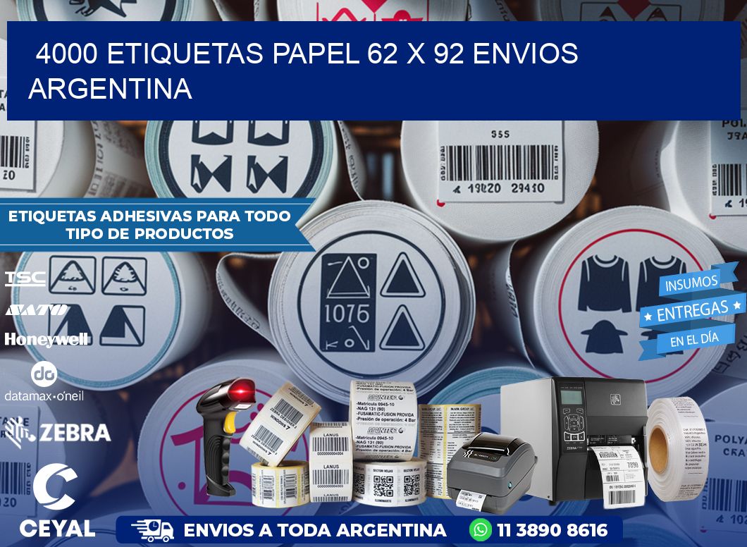4000 ETIQUETAS PAPEL 62 x 92 ENVIOS ARGENTINA