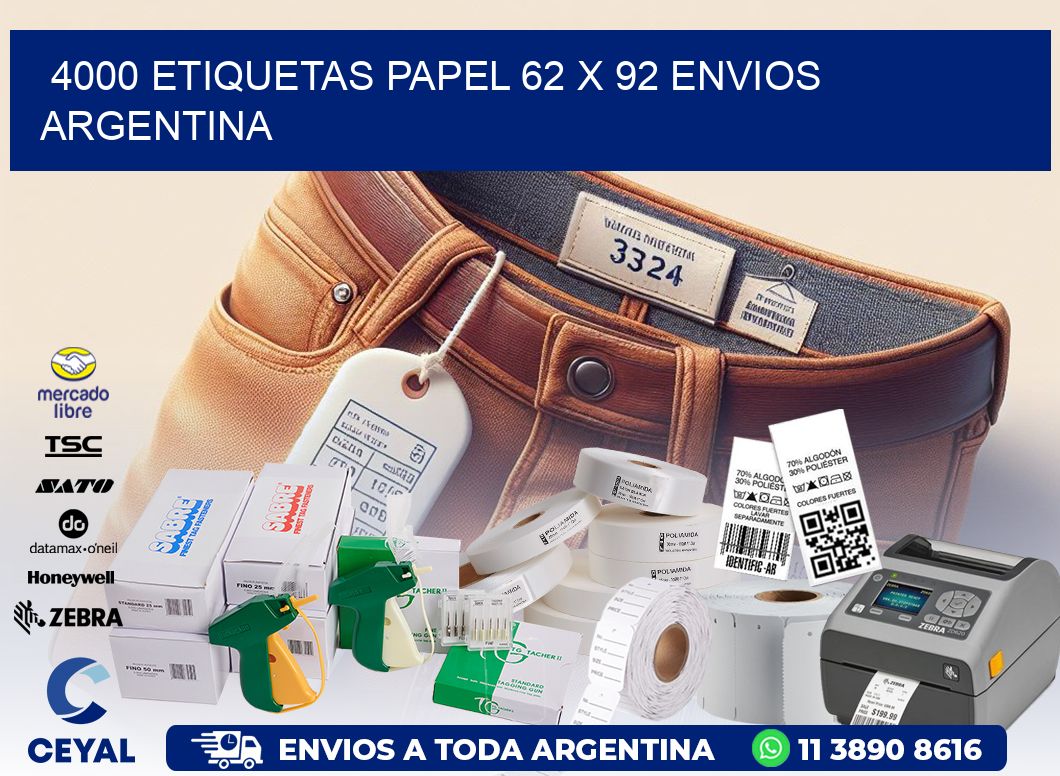 4000 ETIQUETAS PAPEL 62 x 92 ENVIOS ARGENTINA