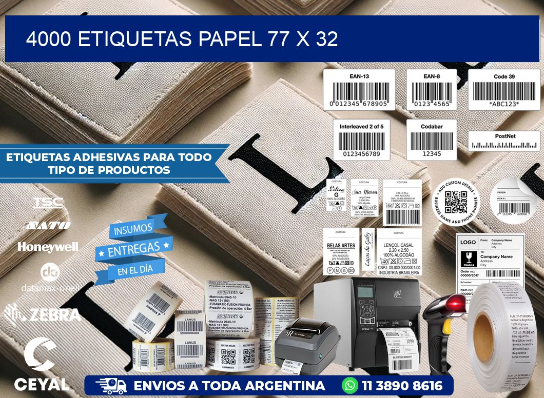 4000 ETIQUETAS PAPEL 77 x 32