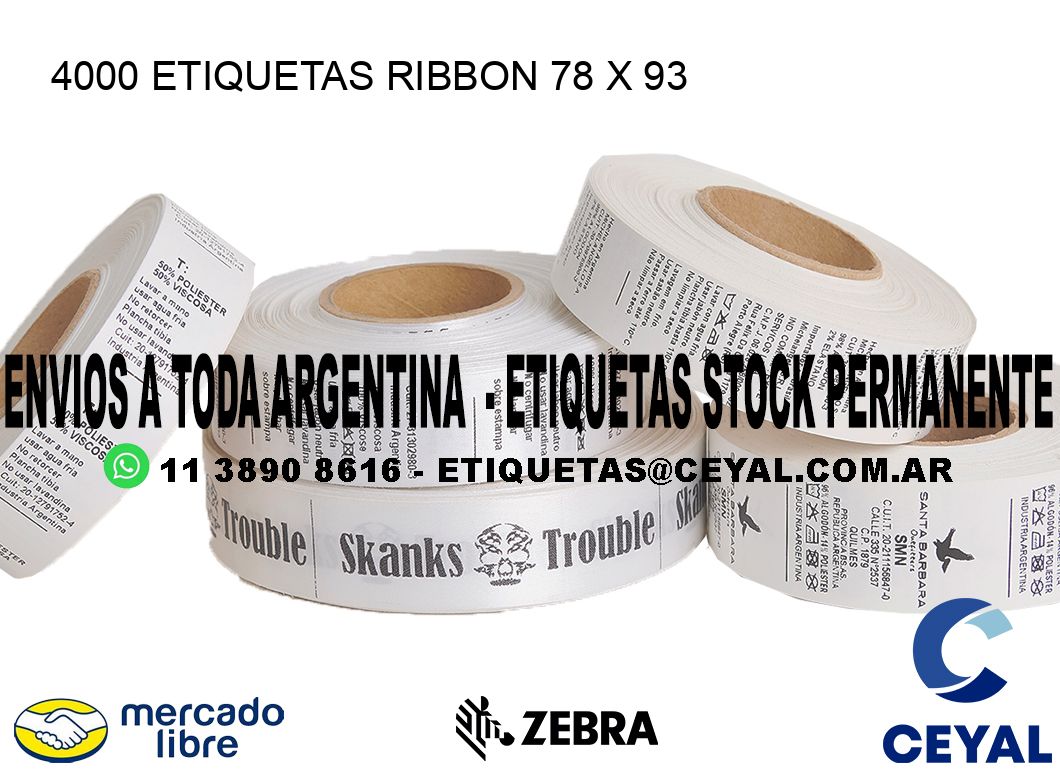 4000 ETIQUETAS RIBBON 78 x 93
