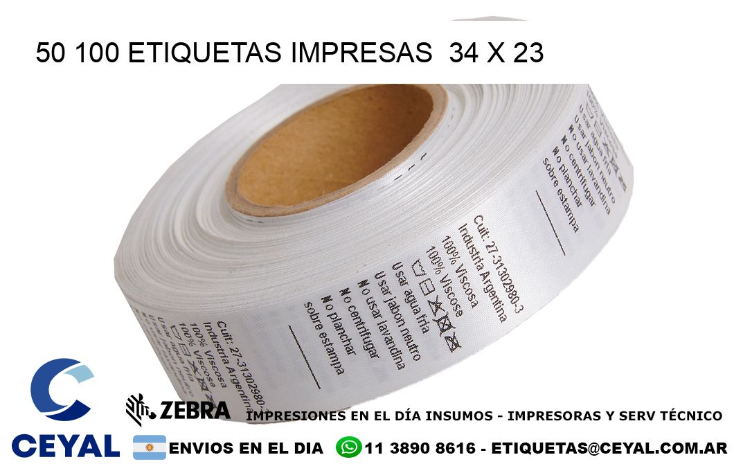 50 100 ETIQUETAS IMPRESAS  34 x 23