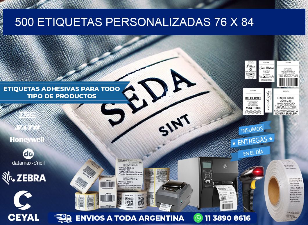 500 ETIQUETAS PERSONALIZADAS 76 x 84
