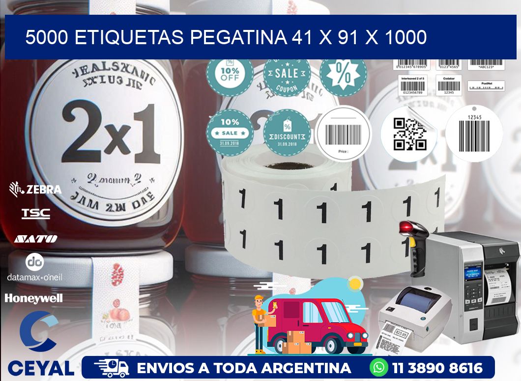 5000 ETIQUETAS PEGATINA 41 x 91 x 1000