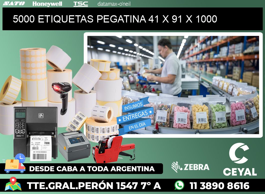 5000 ETIQUETAS PEGATINA 41 x 91 x 1000