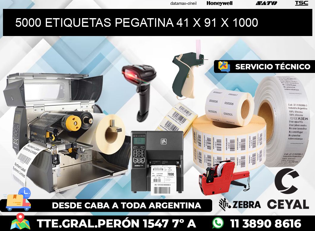 5000 ETIQUETAS PEGATINA 41 x 91 x 1000