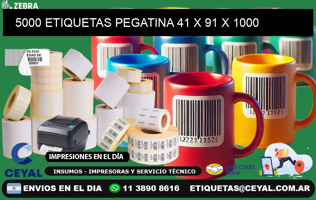 5000 ETIQUETAS PEGATINA 41 x 91 x 1000