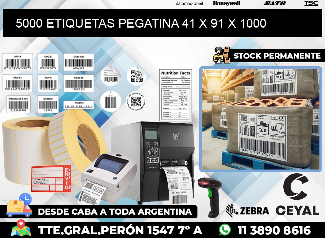 5000 ETIQUETAS PEGATINA 41 x 91 x 1000