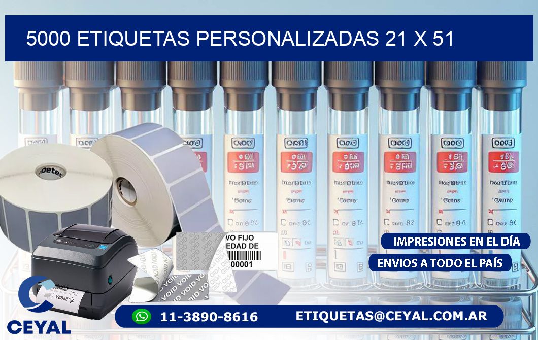 5000 ETIQUETAS PERSONALIZADAS 21 x 51