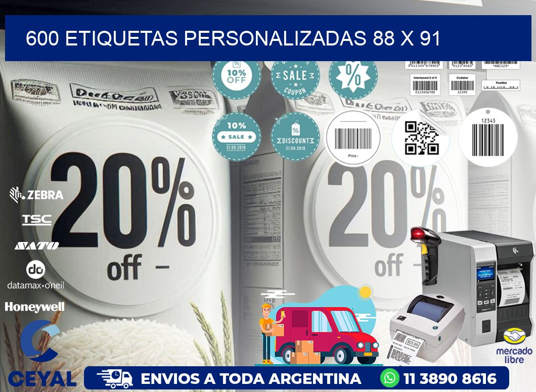 600 ETIQUETAS PERSONALIZADAS 88 x 91