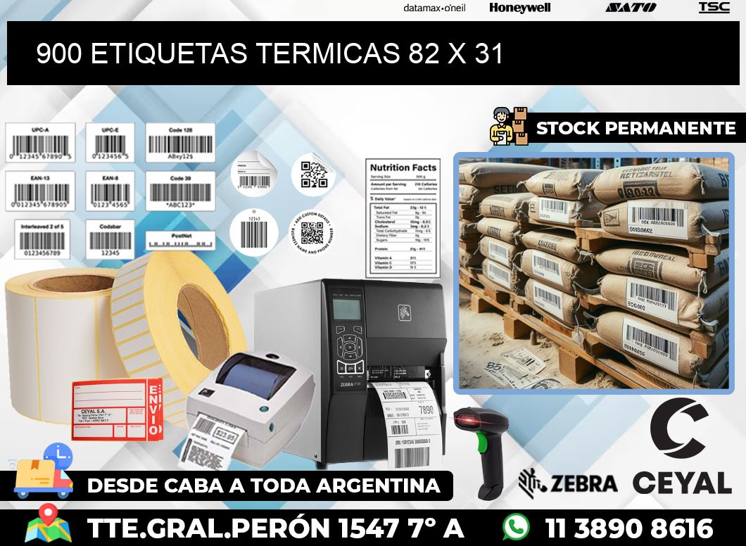 900 ETIQUETAS TERMICAS 82 x 31