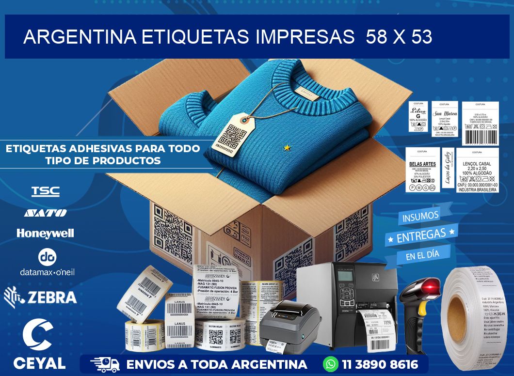 ARGENTINA ETIQUETAS IMPRESAS 58 x 53