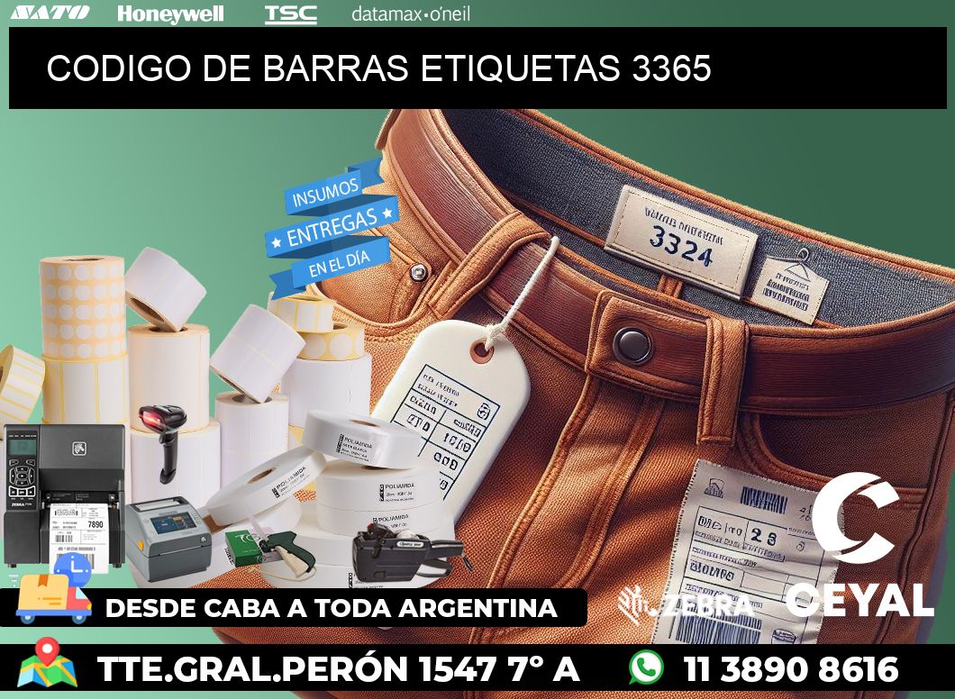 CODIGO DE BARRAS ETIQUETAS 3365