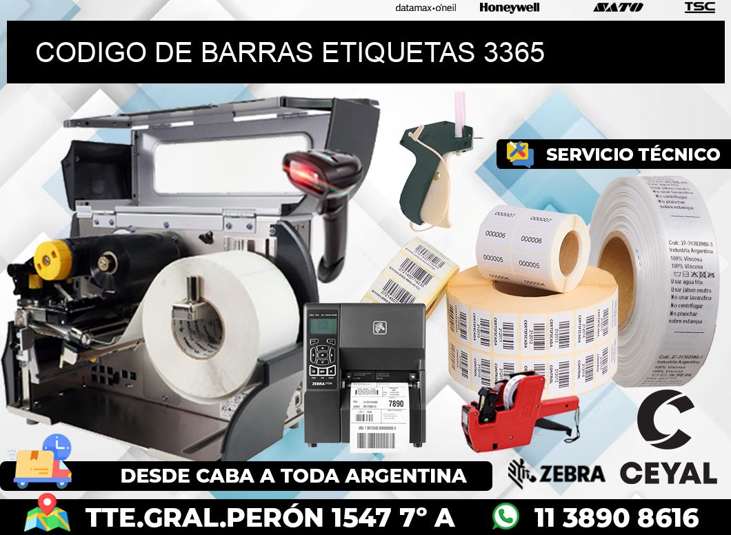 CODIGO DE BARRAS ETIQUETAS 3365