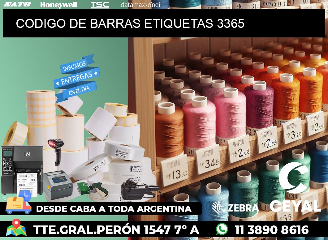 CODIGO DE BARRAS ETIQUETAS 3365