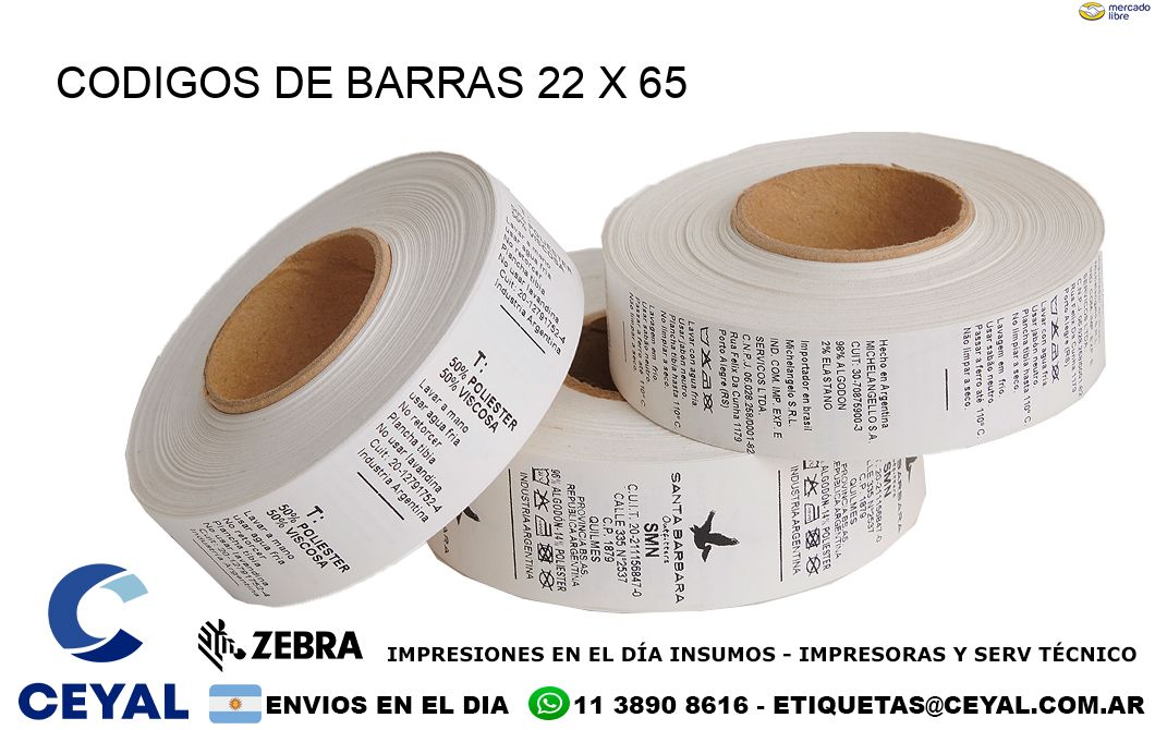 CODIGOS DE BARRAS 22 x 65