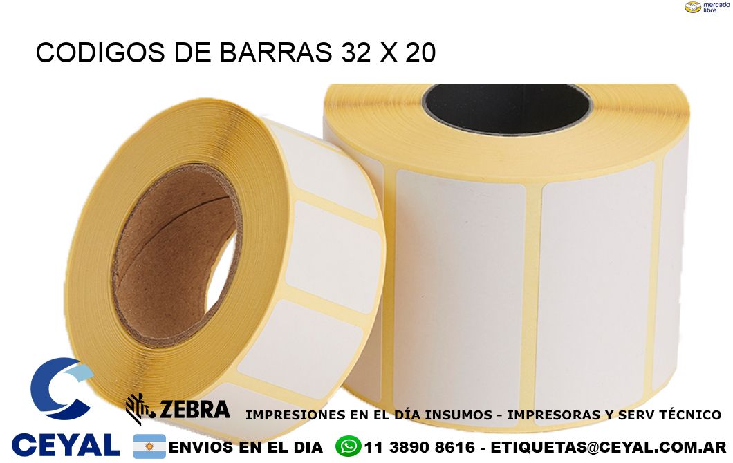 CODIGOS DE BARRAS 32 x 20
