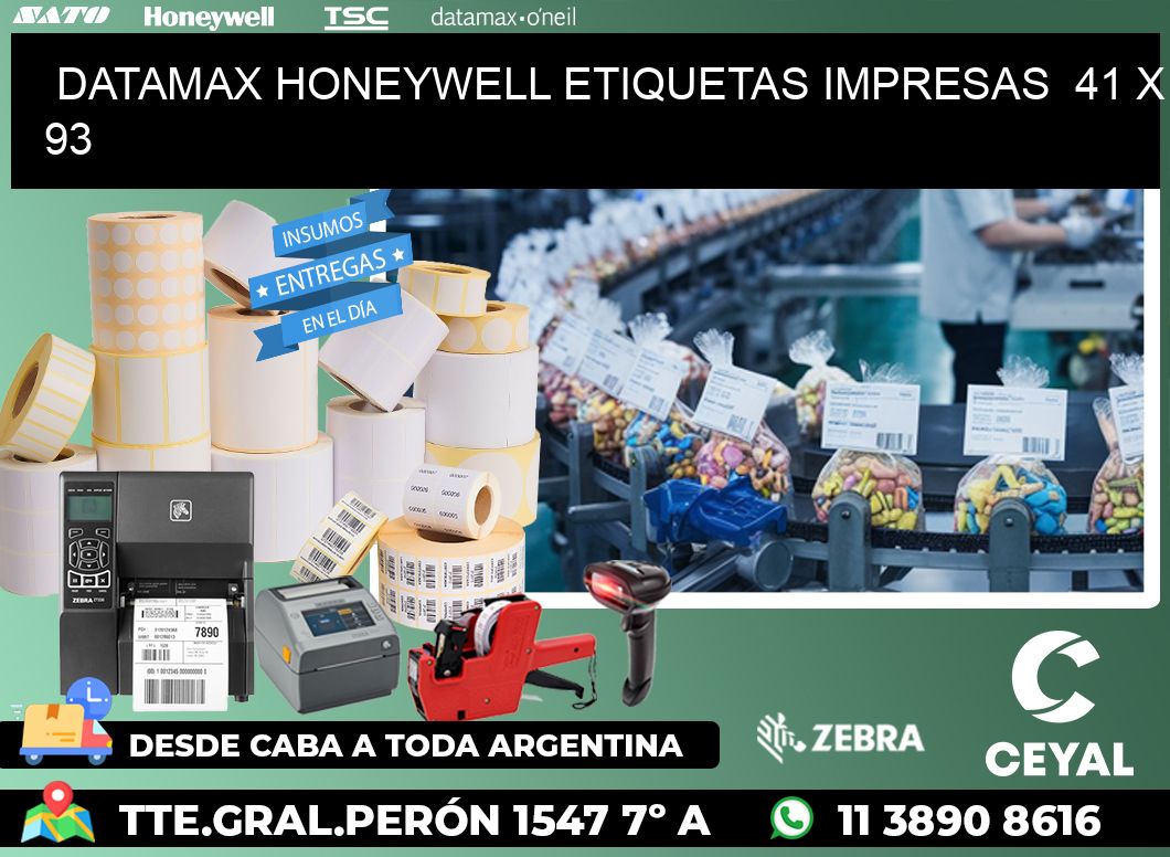 DATAMAX HONEYWELL ETIQUETAS IMPRESAS 41 x 93