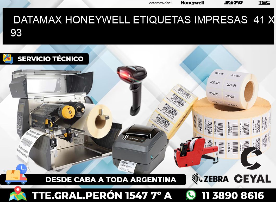 DATAMAX HONEYWELL ETIQUETAS IMPRESAS 41 x 93