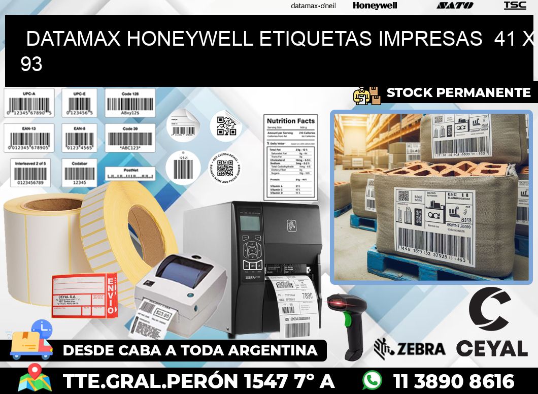 DATAMAX HONEYWELL ETIQUETAS IMPRESAS  41 x 93