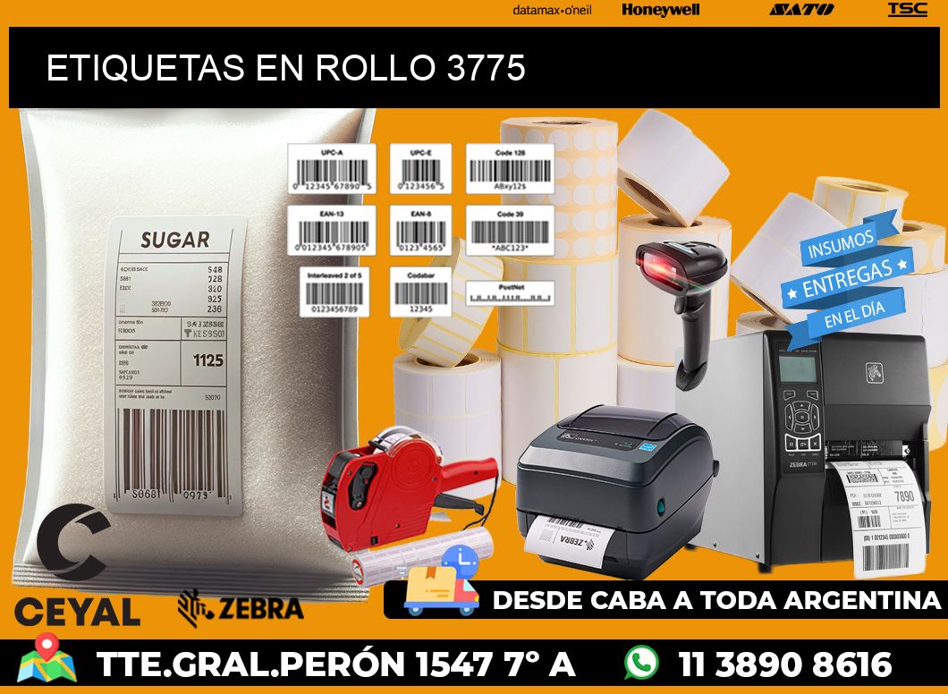 ETIQUETAS EN ROLLO 3775