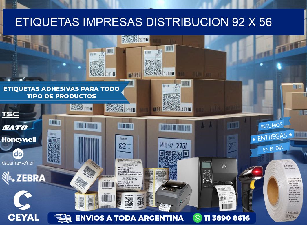 ETIQUETAS IMPRESAS DISTRIBUCION 92 x 56