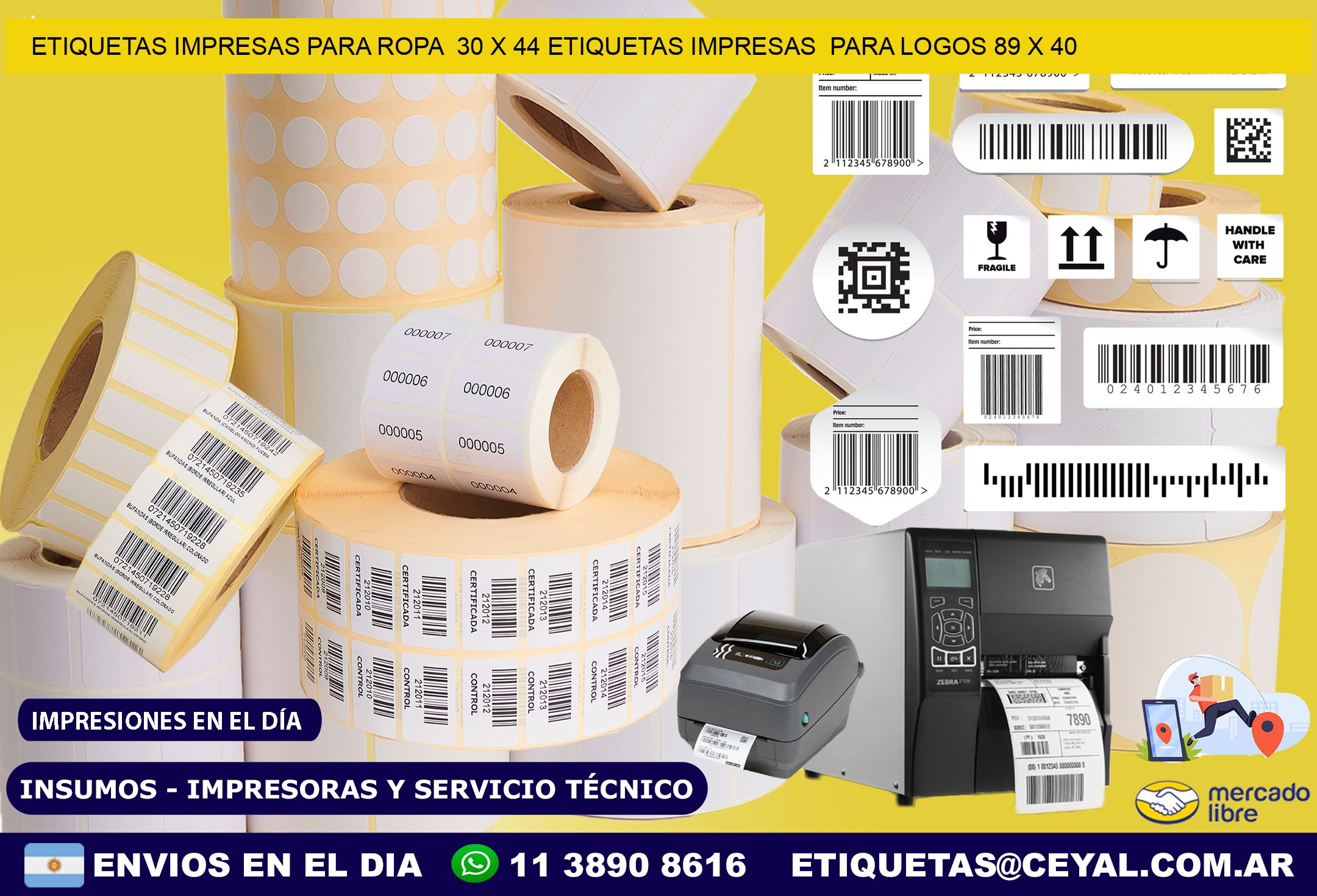 ETIQUETAS IMPRESAS PARA ROPA  30 x 44 ETIQUETAS IMPRESAS  PARA LOGOS 89 x 40