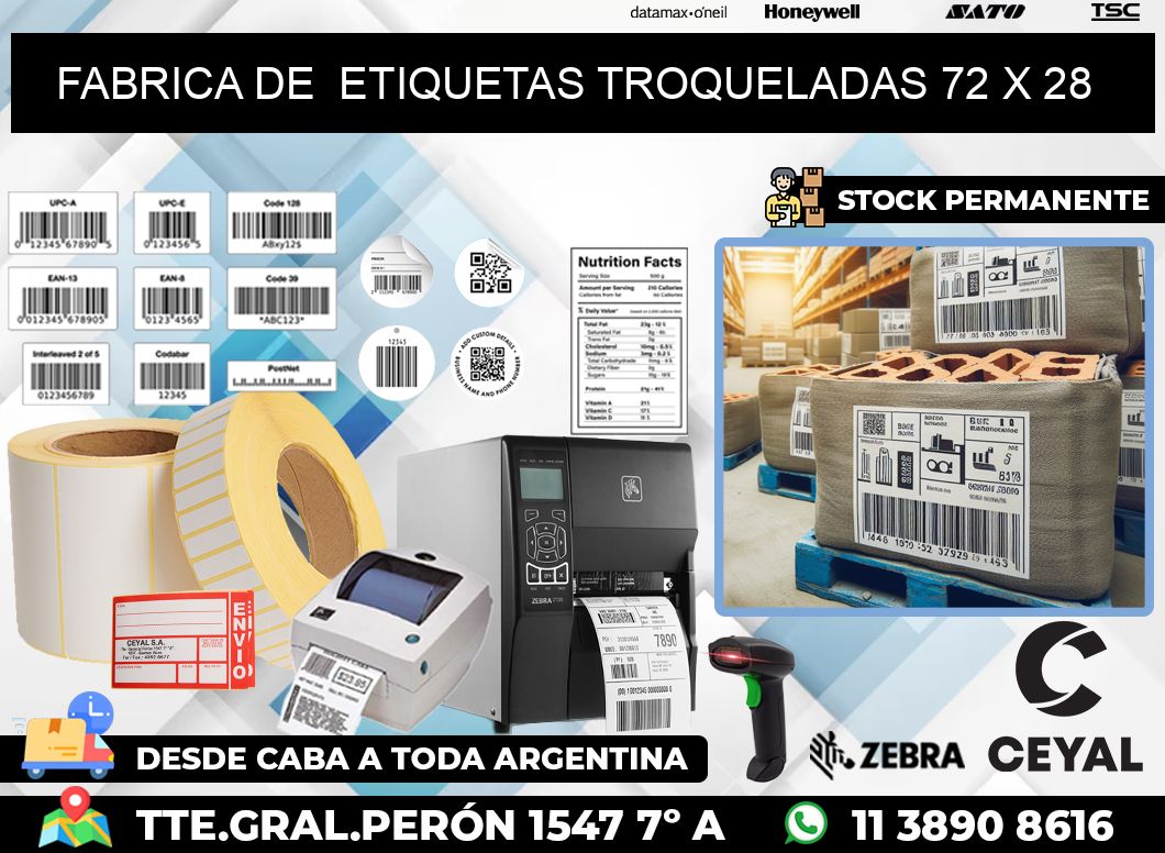 FABRICA DE  ETIQUETAS TROQUELADAS 72 x 28