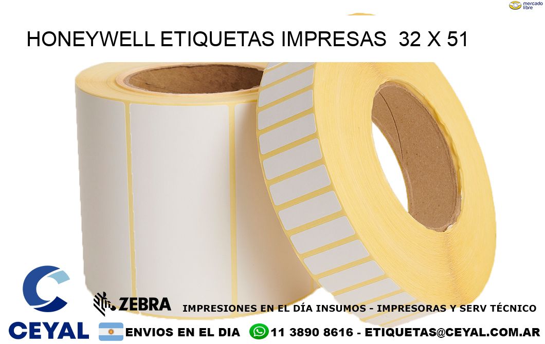 HONEYWELL ETIQUETAS IMPRESAS  32 x 51