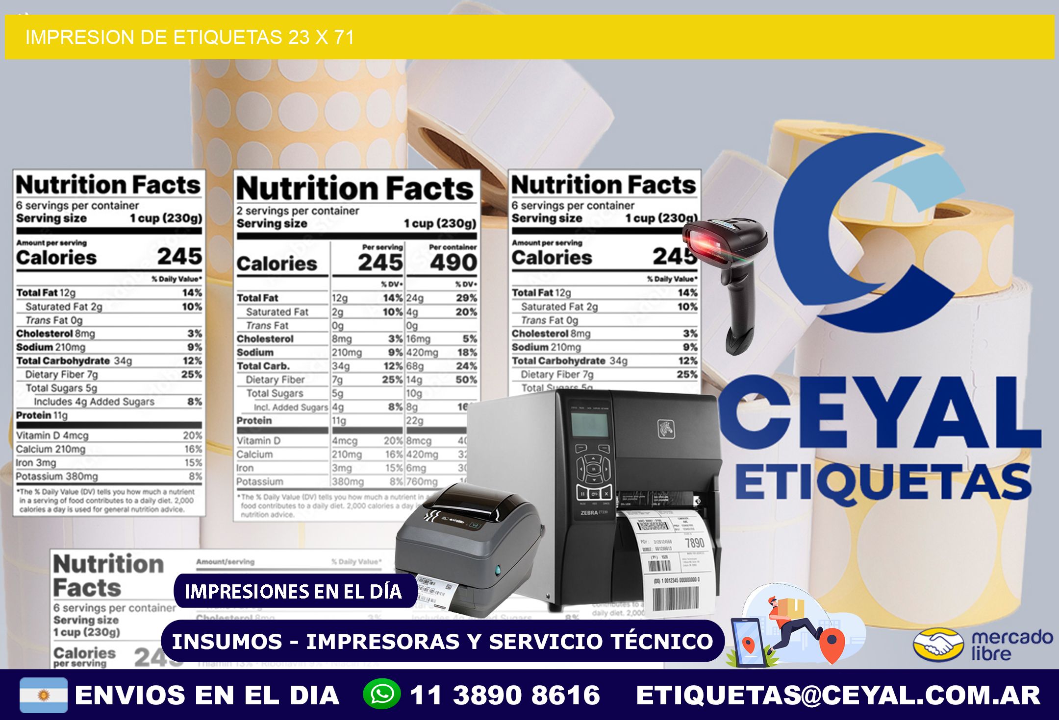 IMPRESION DE ETIQUETAS 23 x 71