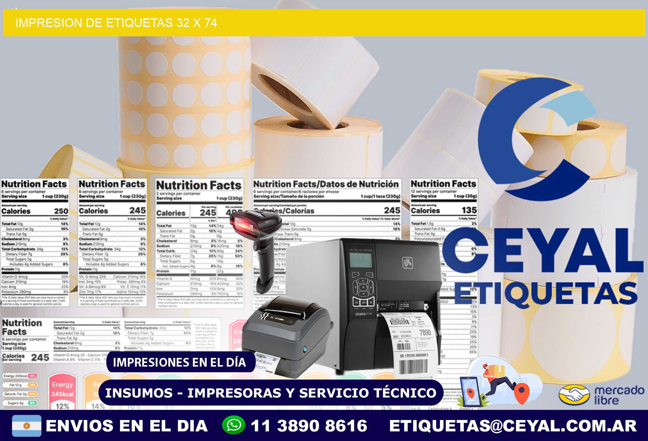 IMPRESION DE ETIQUETAS 32 x 74