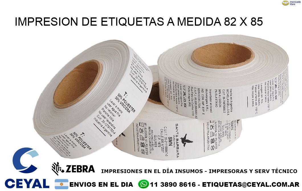 IMPRESION DE ETIQUETAS A MEDIDA 82 x 85