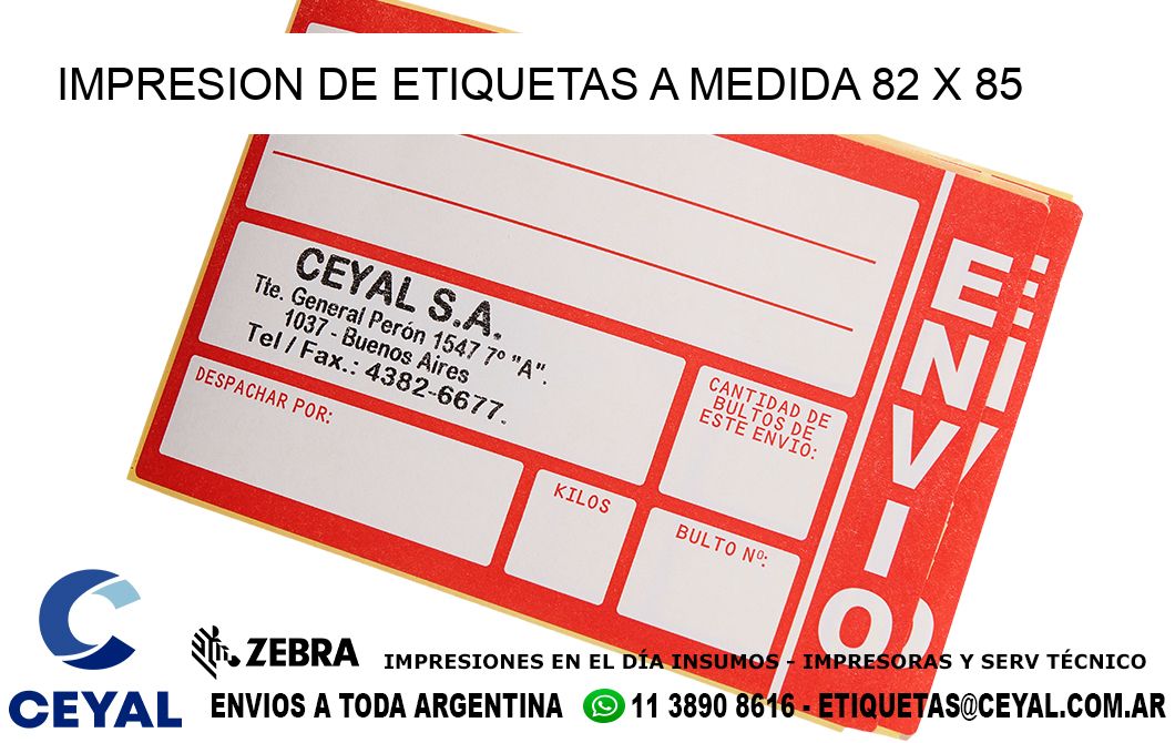 IMPRESION DE ETIQUETAS A MEDIDA 82 x 85