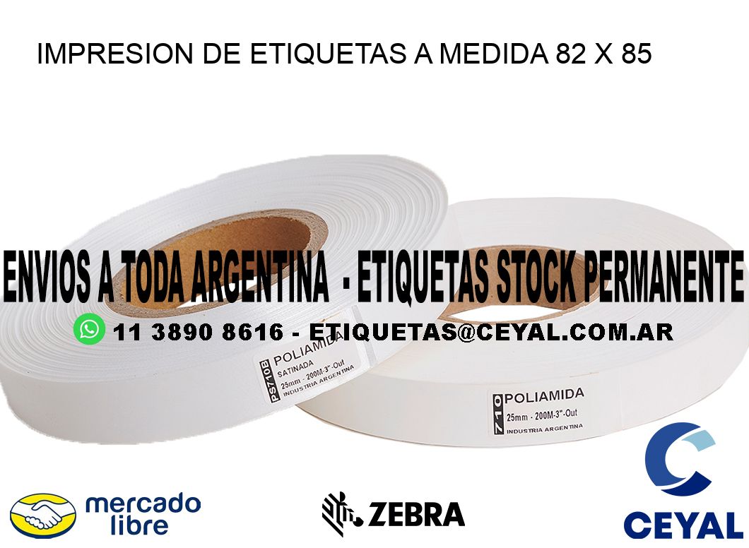 IMPRESION DE ETIQUETAS A MEDIDA 82 x 85