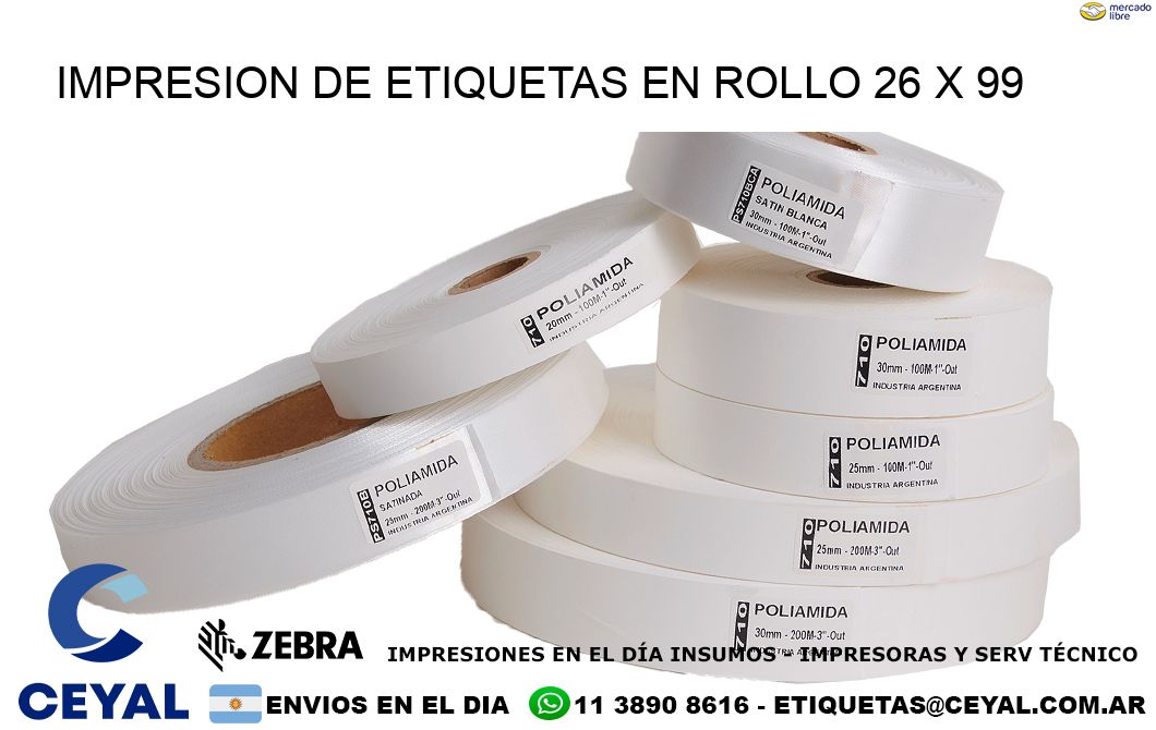 IMPRESION DE ETIQUETAS EN ROLLO 26 x 99