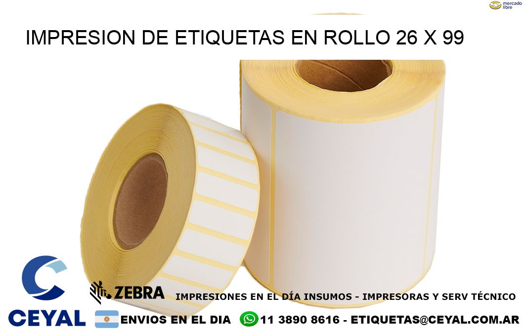 IMPRESION DE ETIQUETAS EN ROLLO 26 x 99
