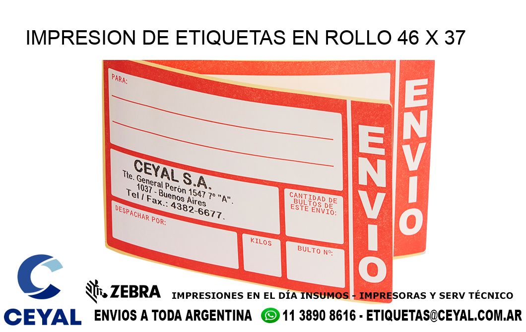 IMPRESION DE ETIQUETAS EN ROLLO 46 x 37