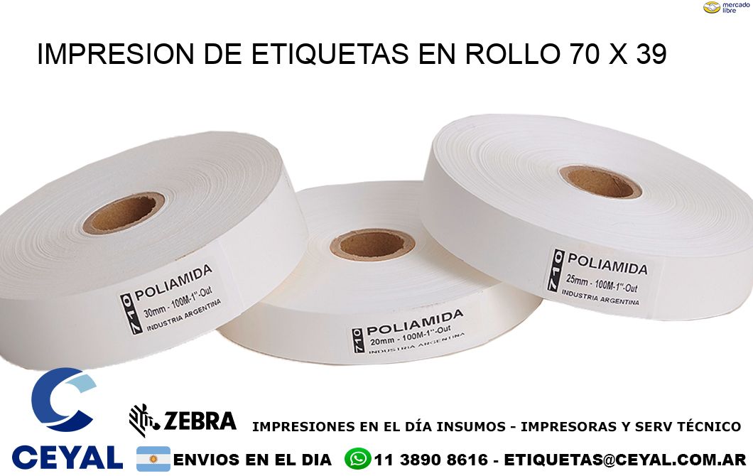 IMPRESION DE ETIQUETAS EN ROLLO 70 x 39