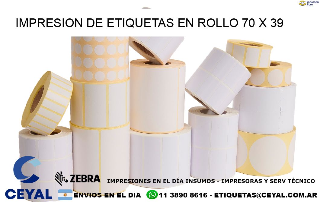 IMPRESION DE ETIQUETAS EN ROLLO 70 x 39