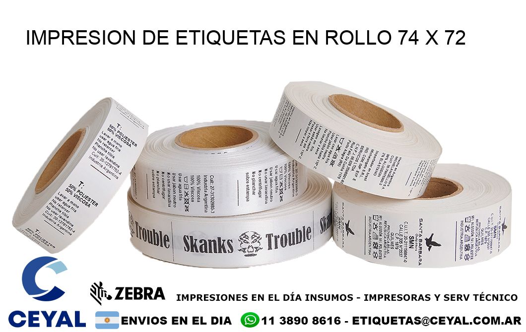 IMPRESION DE ETIQUETAS EN ROLLO 74 x 72