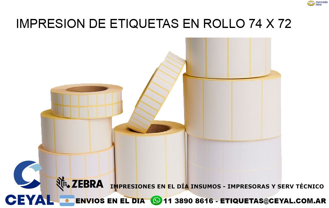 IMPRESION DE ETIQUETAS EN ROLLO 74 x 72