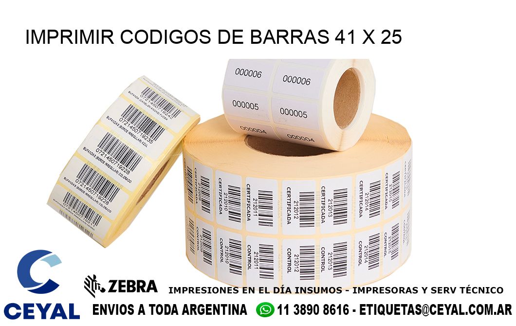 IMPRIMIR CODIGOS DE BARRAS 41 x 25
