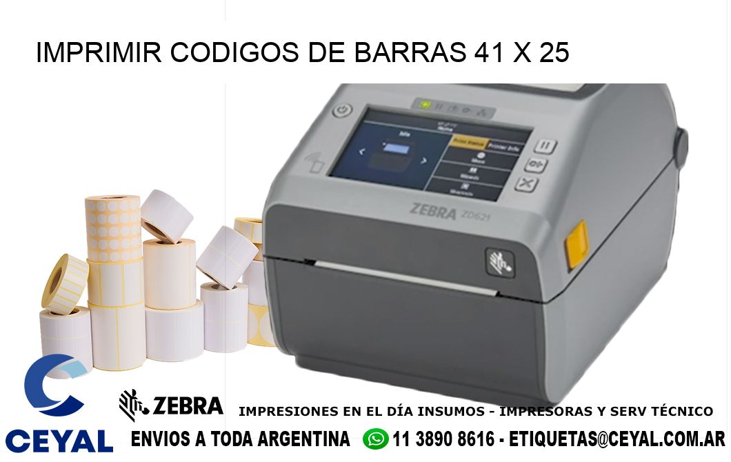 IMPRIMIR CODIGOS DE BARRAS 41 x 25