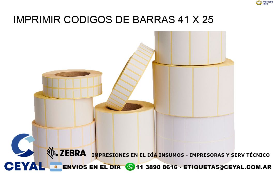 IMPRIMIR CODIGOS DE BARRAS 41 x 25