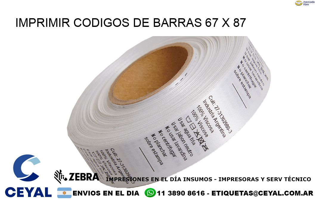 IMPRIMIR CODIGOS DE BARRAS 67 x 87