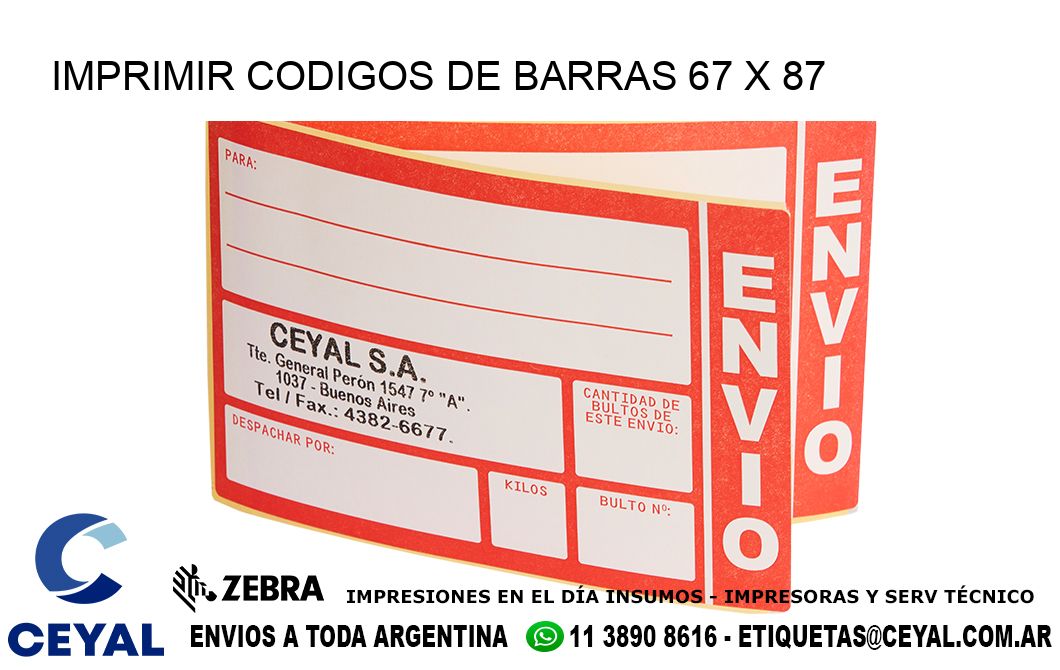 IMPRIMIR CODIGOS DE BARRAS 67 x 87