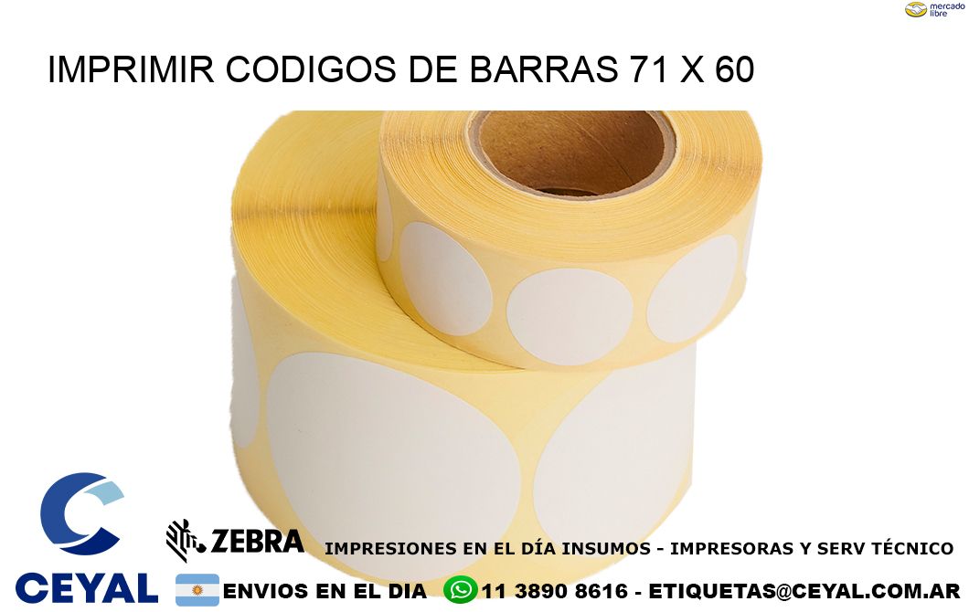IMPRIMIR CODIGOS DE BARRAS 71 x 60