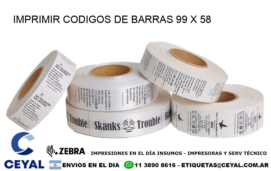 IMPRIMIR CODIGOS DE BARRAS 99 x 58